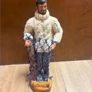 Handcrafted Fisherman Figurine with Cream Sweater